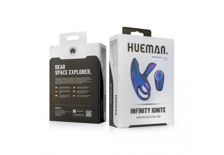 Hueman Infinity Ignite Vibrating Cock & Ball Ring Purple