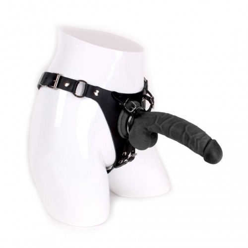 Kiotos Cox Leather Strap On With Dildo Black 22cm