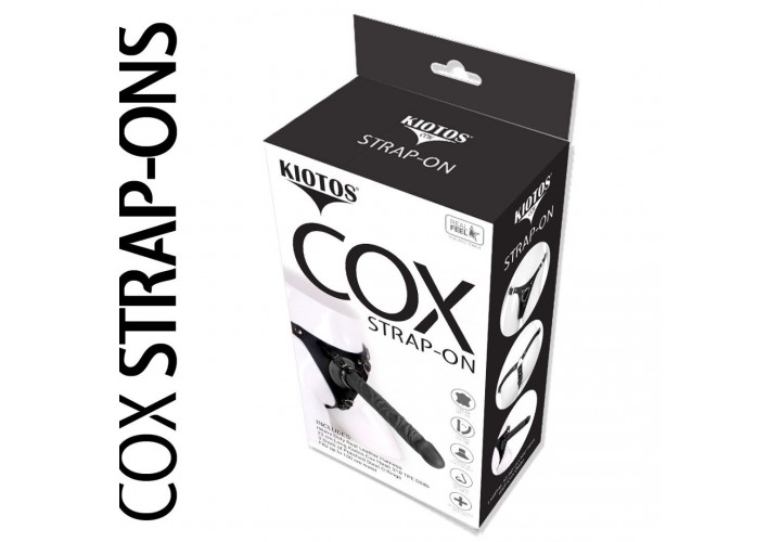 Μαύρη Δερμάτινη Ζώνη Με Ρεαλιστικό Ομοίωμα Πέους - Kiotos Cox Leather Strap On With Dildo Black 23cm
