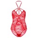 Leg Avenue Strappy Rose Lace Teddy Red