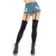 Leg Avenue Opaque Thigh Highs With Attached Clip Garter Black