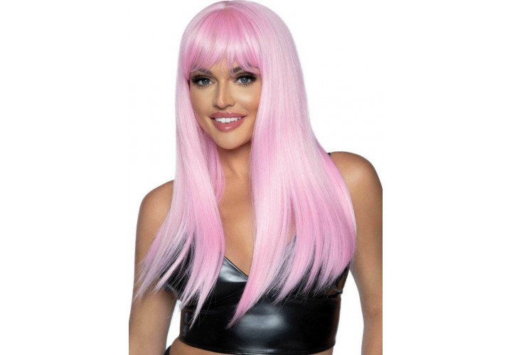 Ροζ Μακριά Περούκα - Leg Avenue Banging Long Straight Wig Pink