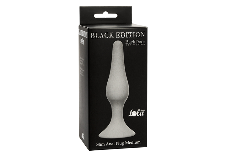 Γκρι Πρωκτική Σφήνα Σιλικόνης - Lola Games Slim Medium Silicone Butt Plug Grey 11.5cm