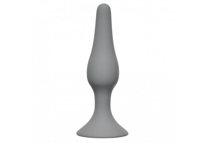 Γκρι Πρωκτική Σφήνα Σιλικόνης - Lola Games Slim Medium Silicone Butt Plug Grey 11.5cm