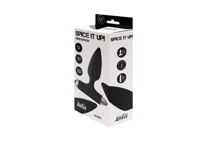 Μαύρη Πρωκτική Σφήνα Σιλικόνης Με Δόνηση - Lola Games Vibrating Anal Plug Spice It Up New Edition Glory Black 11cm