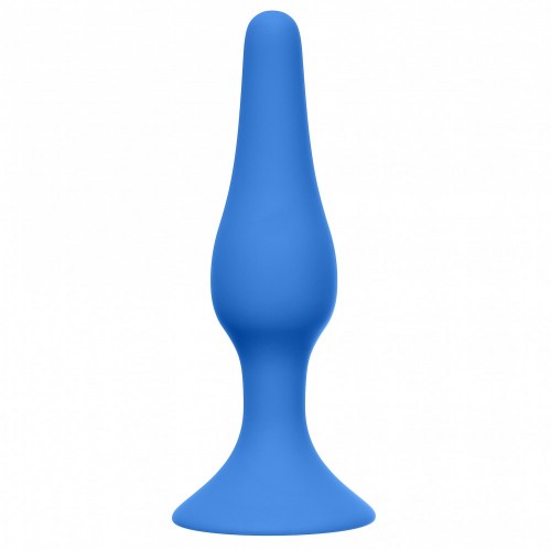 Μπλε Πρωκτική Σφήνα Σιλικόνης - Lola Games Slim Medium Silicone Butt Plug Blue 11.5cm