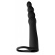 Μαύρο Ομοίωμα Με Δόνηση & Δακτύλιο Πέους Για Διπλή Διείσδυση - Lola Games Vibrating Strap On Double Penetration Bramble Black 16cm