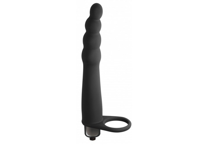 Lola Games Vibrating Strap On Double Penetration Bramble Black 16cm