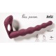 Μπορντό Ομοίωμα Με Δόνηση & Δακτύλιο Πέους Για Διπλή Διείσδυση - Lola Games Vibrating Strap On Double Penetration Farnell Wine Red 17cm
