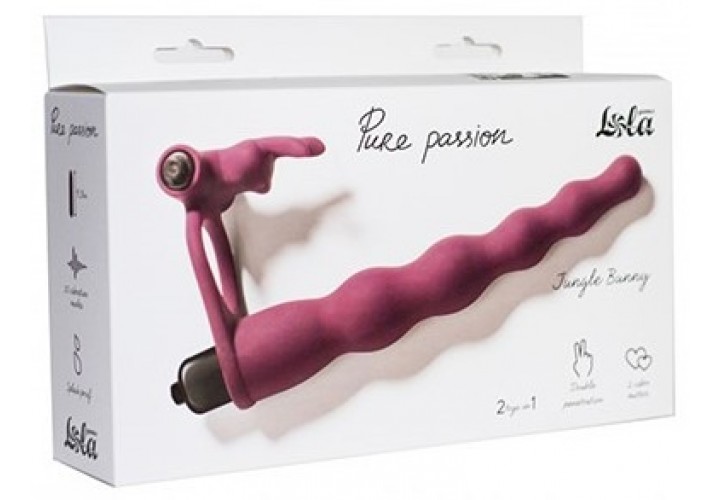 Lola Games Vibrating Strap On Double Penetration Jungle Bunny Red 17cm