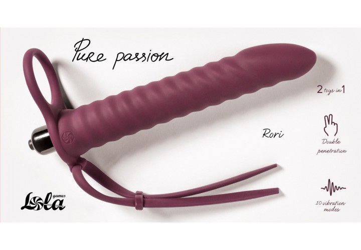 Μπορντό Ομοίωμα Με Δόνηση & Δακτύλιους Πέους Για Διπλή Διείσδυση - Lola Games Vibrating Strap On Rori Wine Red 16.2cm