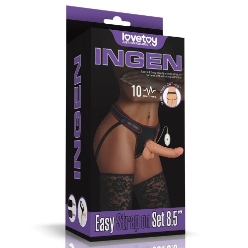 Ρεαλιστικό Δονούμενο Ομοίωμα Με Ζώνη - Lovetoy Ingen Vibrating Easy Strap On Set 21cm