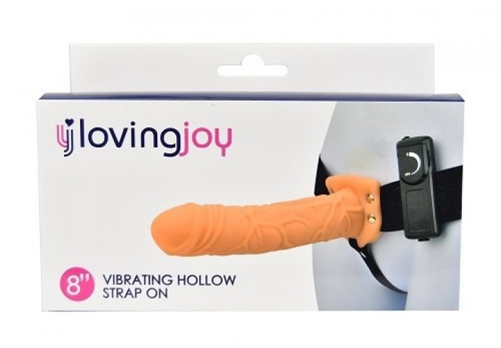 Κούφιο Ομοίωμα Πέους Με Ζώνη & Δόνηση - Loving Joy Vibrating Hollow Strap On Vanilla 20cm