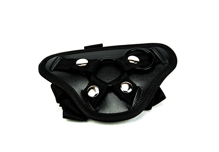 Μαύρο Ομοίωμα Σιλικόνης Με Ρυθμιζόμενη Ζώνη - Loving Joy Strap On Harness Silicone Dildo Black 14cm