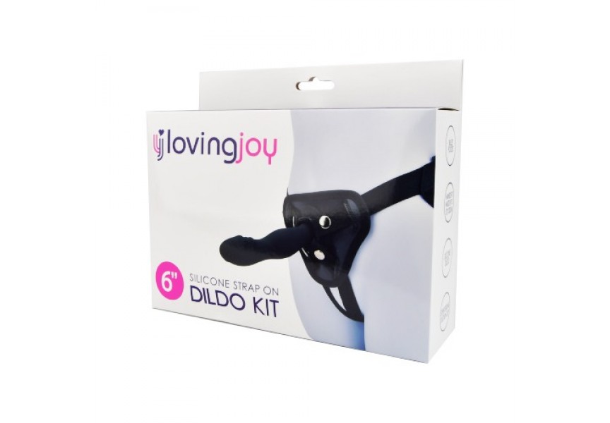 Loving Joy Strap On Harness Silicone Dildo Black 14cm