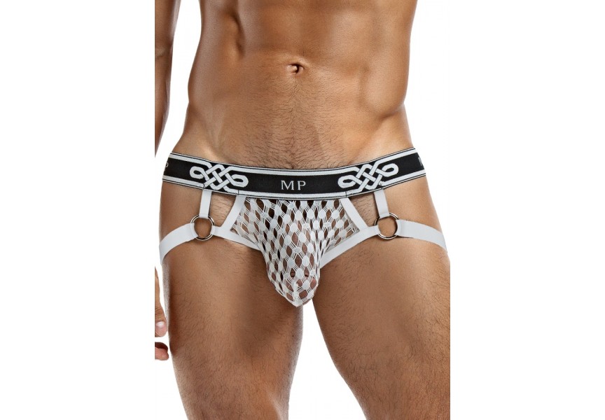 Male Power Peep Show Jock Ring White