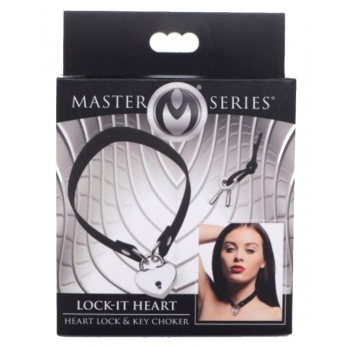 Τσόκερ Με Διακοσμητικό Λουκέτο Καρδιά - Master Series Sexy Heart Choker With Lockable Heart