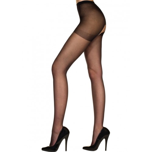 Music Legs Crotchless Sheer Pantyhose 800 Black