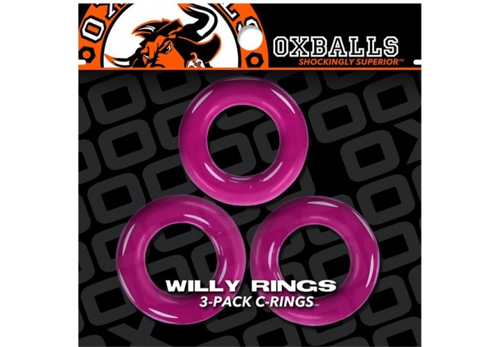 Σετ Ελαστικά Δαχτυλίδια Πέους - Oxballs Willy Rings 3 Pack Cock Rings Hot Pink
