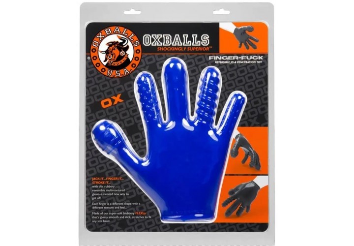 Γάντι Fisting Με Ανάγλυφα Δάχτυλα - Oxballs Finger Fuck Textured Glove Police Blue