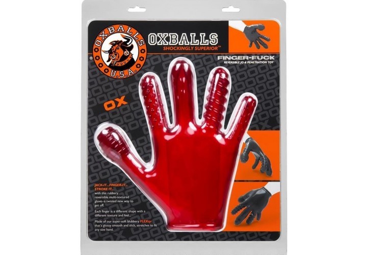 Γάντι Fisting Με Ανάγλυφα Δάχτυλα - Oxballs Finger Fuck Textured Glove Red