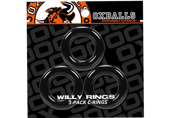 Σετ Ελαστικά Δαχτυλίδια Πέους - Oxballs Willy Rings 3 Pack Cock Rings Black