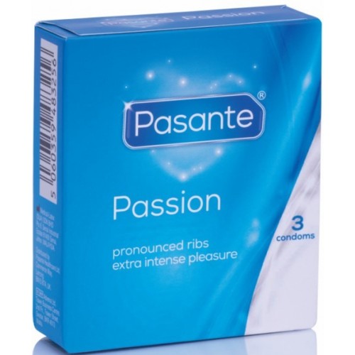 Προφυλακτικά Με Ραβδώσεις - Pasante Ribbed Passion Condoms 3 pcs