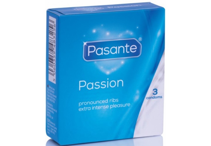 Προφυλακτικά Με Ραβδώσεις - Pasante Ribbed Passion Condoms 3 pcs