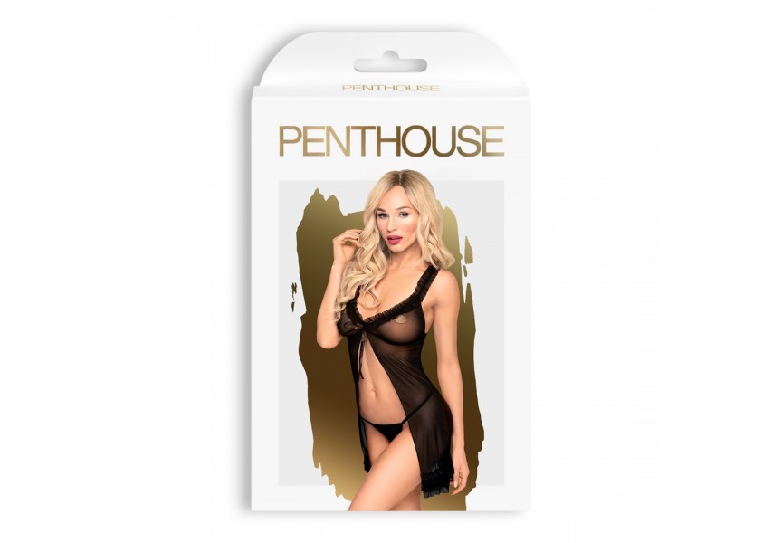 Penthouse After Sunset Babydoll & Thong Black