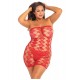 Κόκκινο Διχτυωτό Φόρεμα Με Σχέδιο Καρδιές - Rene Rofe Queen Of Hearts Tube Dress Plus Size Red