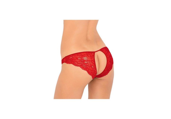 Κόκκινο Γυναικείο Ανοιχτό Δαντελωτό Κιλοτάκι - Rene Rofe Pure NV Crotchless Panty Red