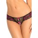 Rene Rofe Crotchless Lace Thong With Pink Bows Black