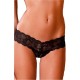 Rene Rofe Crotchless Lace Thong With Lace Up Back Black