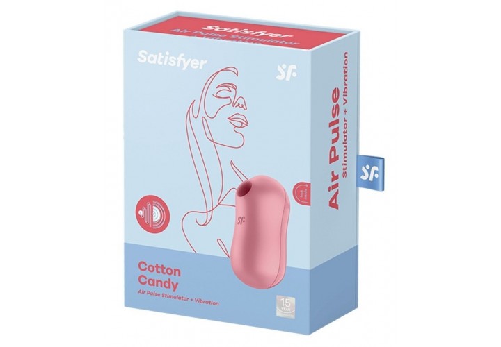 Συσκευή Μασάζ Με Δόνηση & Παλμικό Αναρροφητή Κλειτορίδας - Satisfyer Cotton Candy Air Pulse Stimulator With Vibration Light Red 9cm