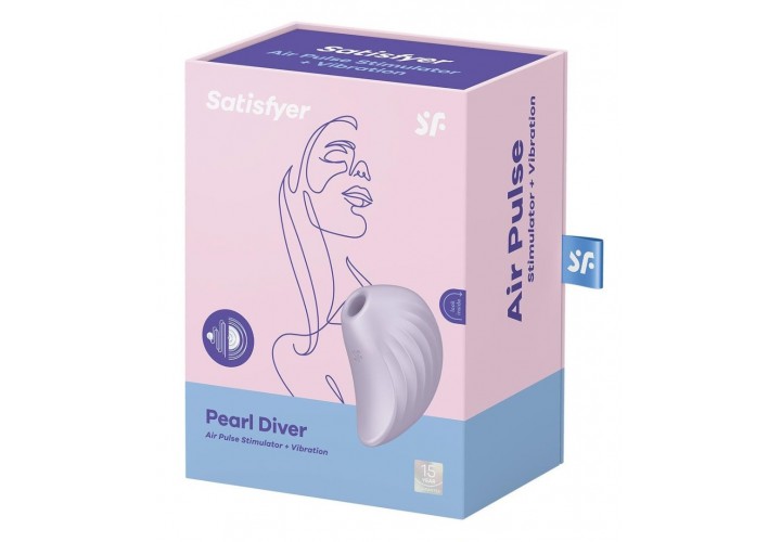 Συσκευή Μασάζ Με Δόνηση & Παλμικό Αναρροφητή Κλειτορίδας - Satisfyer Pearl Diver Air Pulse Stimulator With Vibration Violet 9cm