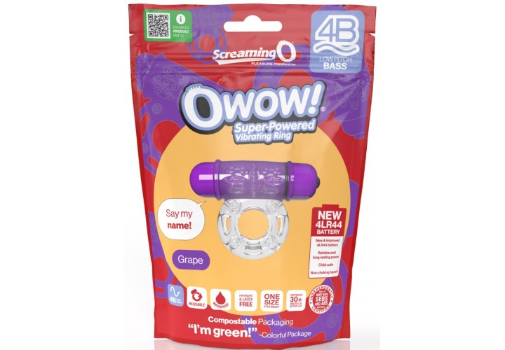 Δονούμενο Δαχτυλίδι Πέους Χαμηλής Έντασης - The Screaming O 4B Owow Grape