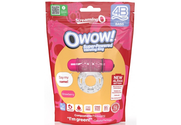 Δονούμενο Δαχτυλίδι Πέους Χαμηλής Έντασης - The Screaming O 4B Owow Strawberry