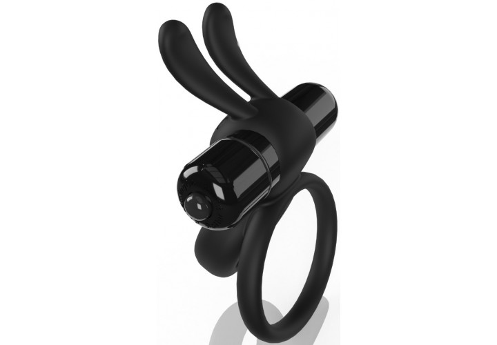 Δονούμενο Δαχτυλίδι Πέους Λαγουδάκι Υψηλής Έντασης - The Screaming O Vibrating Cock Ring Rabbit 4T Ohare Black
