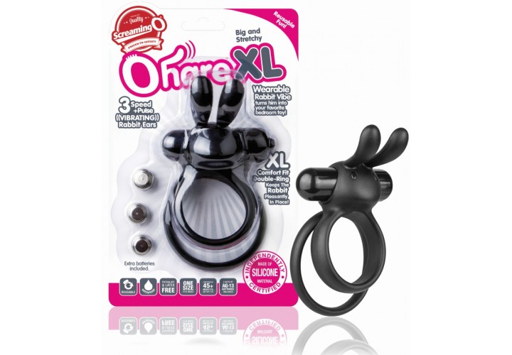 Μαύρο Δονούμενο Δαχτυλίδι Πέους - The Screaming O XL Ohare Rabbit Cockring Black