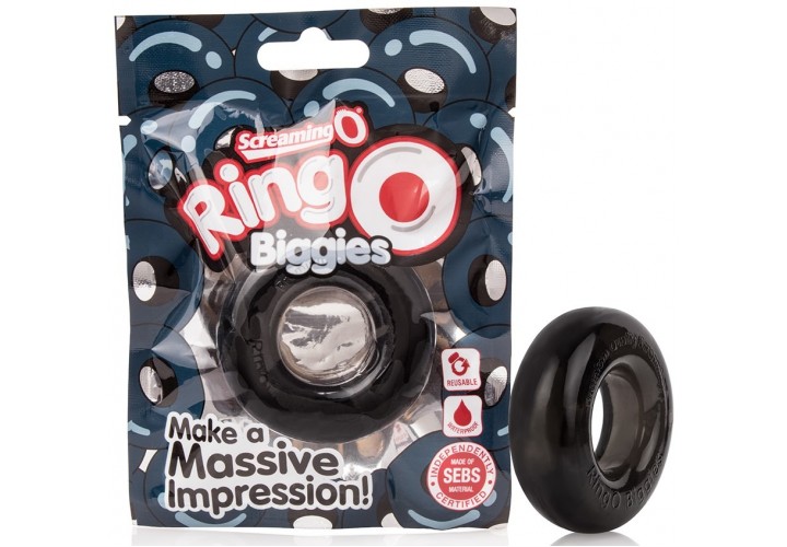 Μαύρο Ελαστικό Δαχτυλίδι Πέους & Όρχεων - The Screaming O Ringo Biggies Black