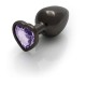 Shots Heart Gem Butt Plug Black/Purple Large