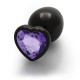 Shots Heart Gem Butt Plug Black/Purple Large