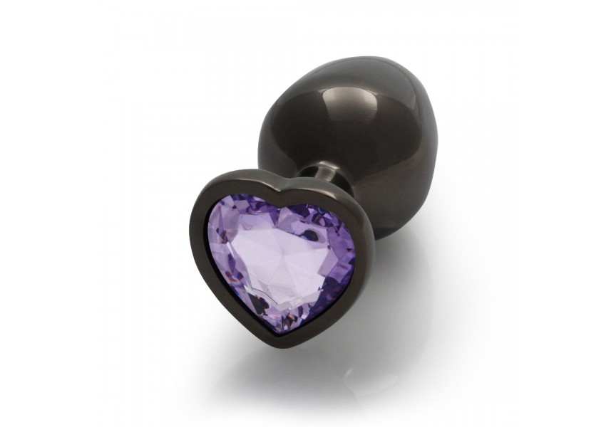 Shots Heart Gem Butt Plug Black/Purple Medium