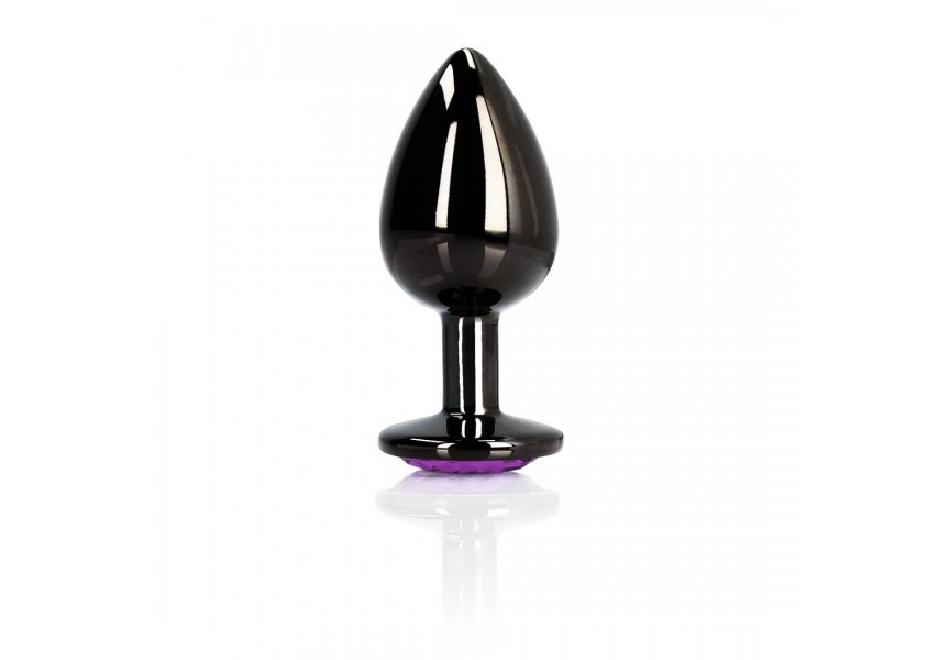 Shots Heart Gem Butt Plug Black/Purple Medium