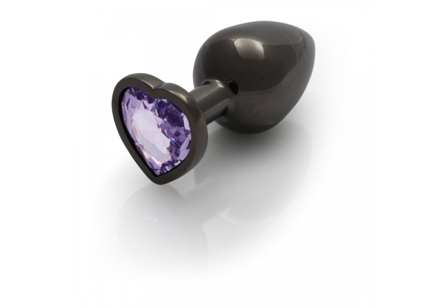 Shots Heart Gem Butt Plug Black/Purple Medium