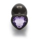 Shots Heart Gem Butt Plug Black/Purple Medium