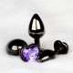 Μεταλλική Πρωκτική Σφήνα Με Κόσμημα Καρδιά - Shots Heart Gem Butt Plug Black/Purple Medium