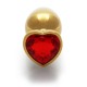 Μεταλλική Πρωκτική Σφήνα Με Κόσμημα Καρδιά - Shots Heart Gem Butt Plug Gold/Red Large