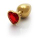Μεταλλική Πρωκτική Σφήνα Με Κόσμημα Καρδιά - Shots Heart Gem Butt Plug Gold/Red Medium