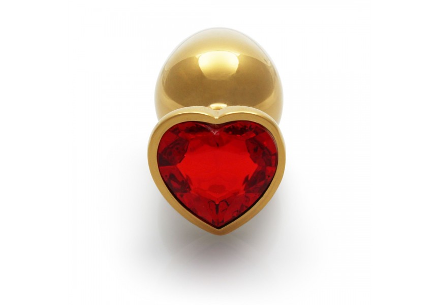 Shots Heart Gem Butt Plug Gold/Red Medium